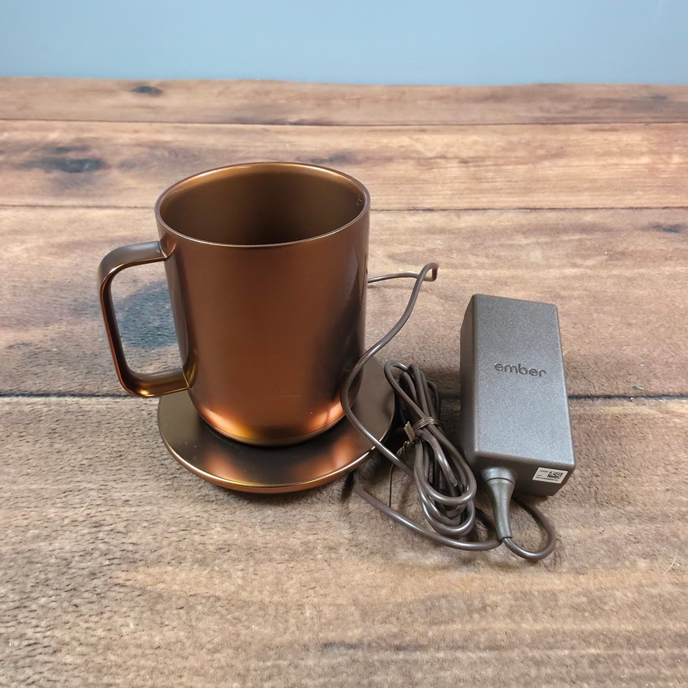 Ember Smart Temperature Control Mug 10oz Copper Good Charging Coaster & Adapter